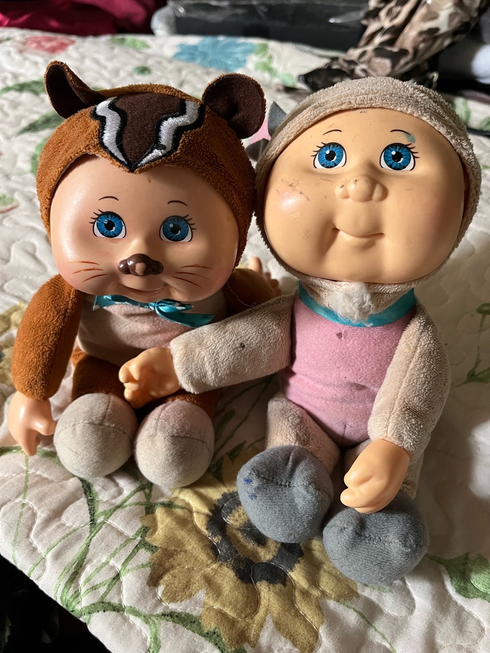 Plush Baby Dolls Set — Brown & Pink Soft Cuddly Characters. 2019